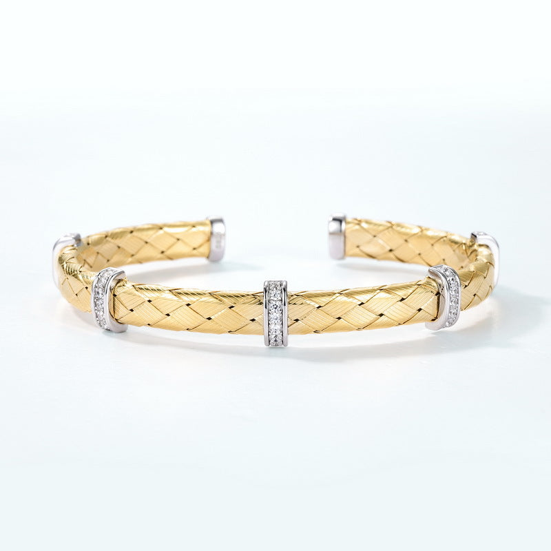 Geometric Ribbon Braided Zircon Inlaid Bracelet
