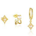 Geometric Square Pearl Stud Earrings