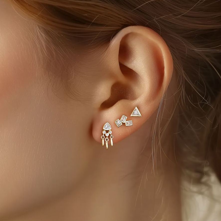 Geometric Square Zircon Stud Earrings – stud earrings in bulk
