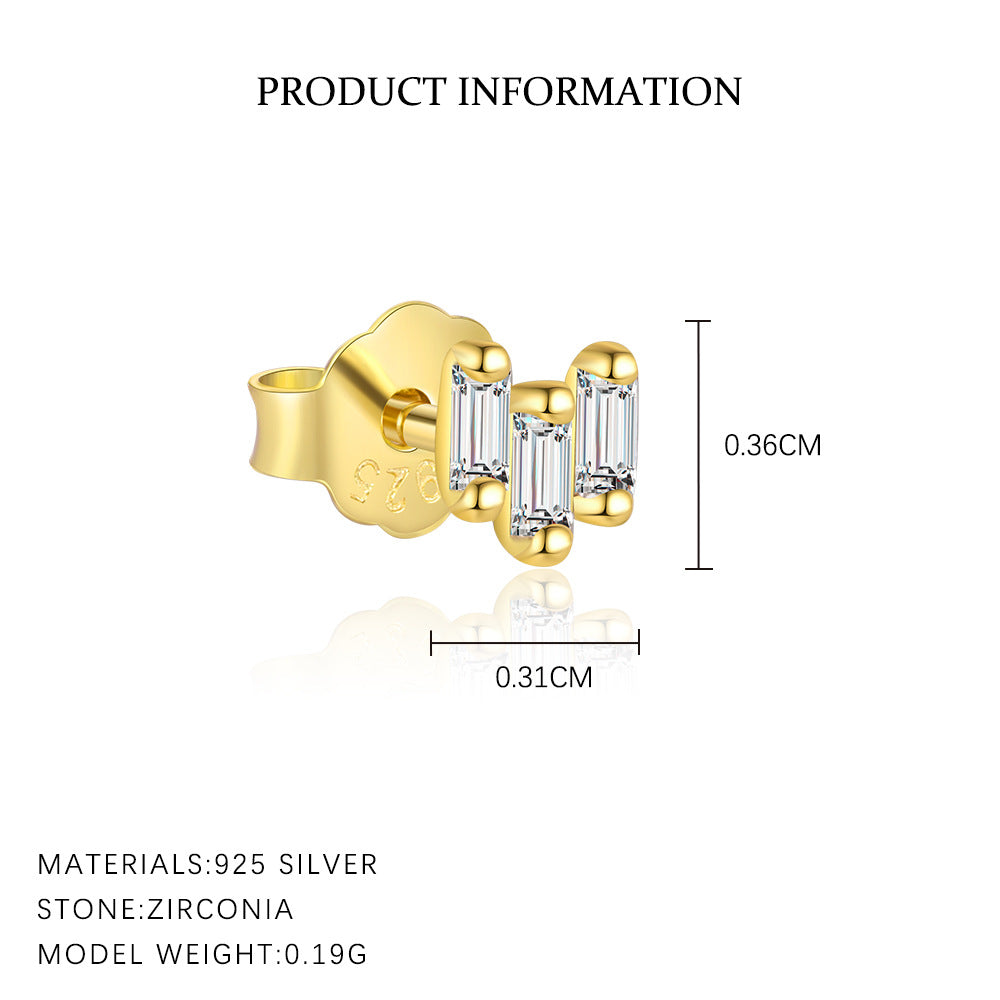 Geometric Square Zircon Stud Earrings – image 4