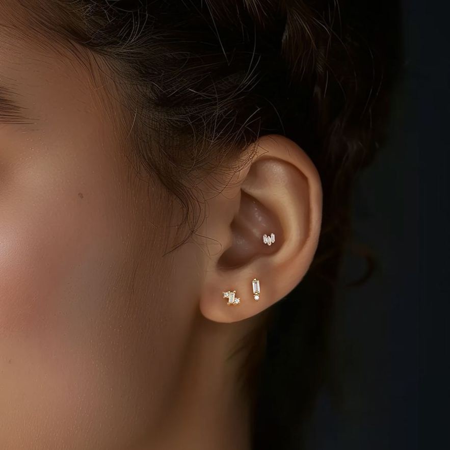 Geometric Stud Earrings with Sparkling Zirconia – stud earrings in bulk