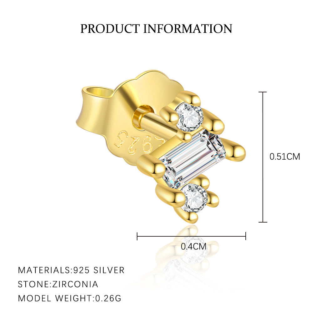 Geometric Stud Earrings with Sparkling Zirconia – image 4