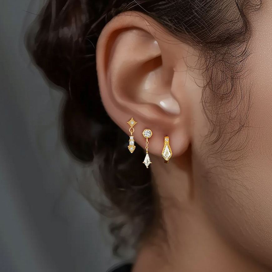 Geometric Zircon Stud Earrings – stud earrings in bulk