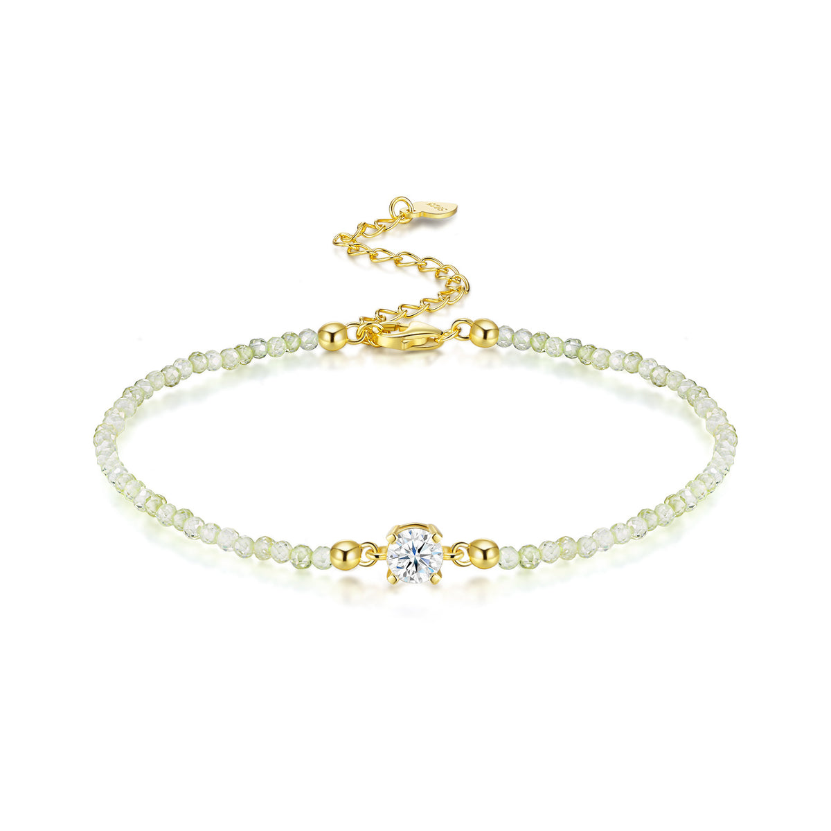 Gold-Plated Beaded Moissanite Bracelet – image 7