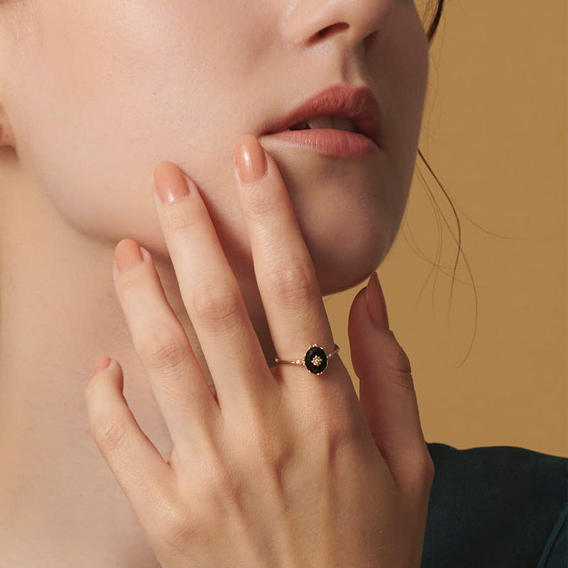 Gold-Plated Black Onyx Ring YCR210 – gemstone jewelry supplier