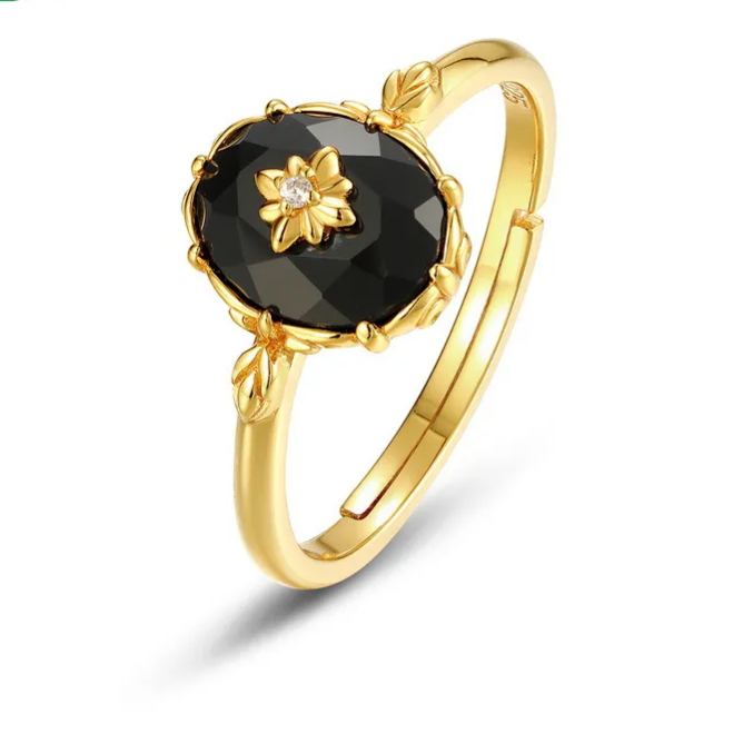 Gold-Plated Black Onyx Ring YCR210 – image 4
