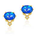 Gold-Plated Blue Opal Vintage Zircon Earrings