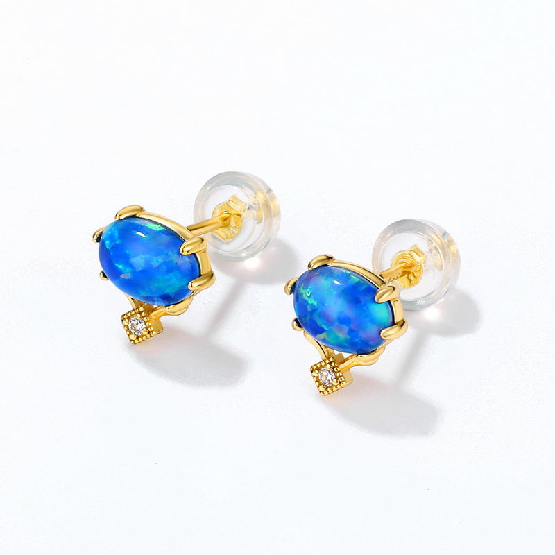 Gold-Plated Blue Opal Vintage Zircon Earrings – gemstone jewelry supplier