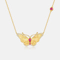 Gold-Plated Butterfly Red Sapphire Pendant Necklace