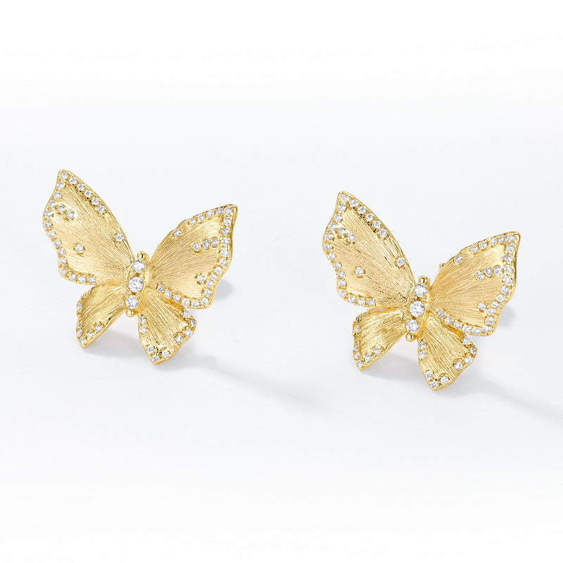 Gold-Plated Butterfly Zircon Earrings – trendy earrings wholesale