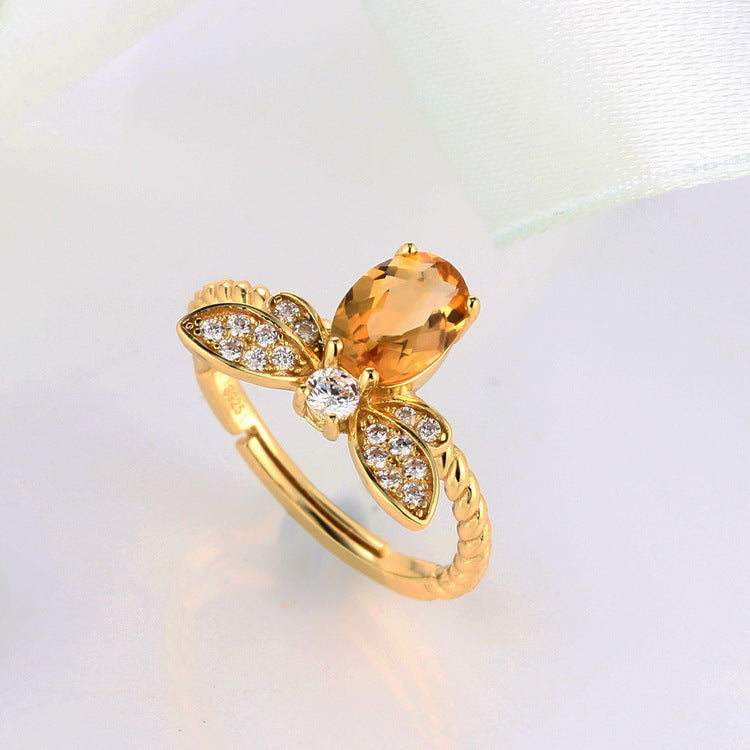 Gold-Plated Citrine Bee Ring – gemstone jewelry supplier