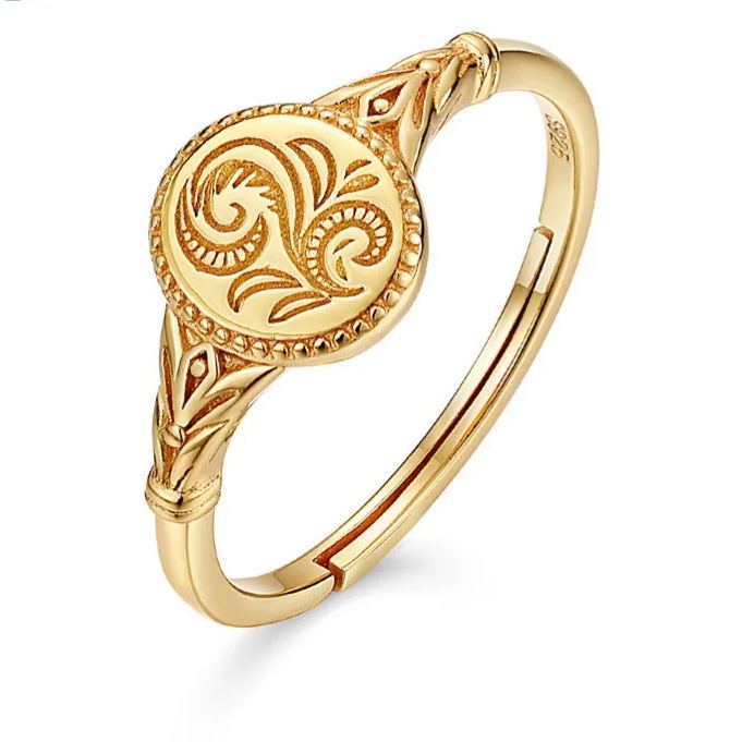 Gold-Plated Classic Leaf Ring