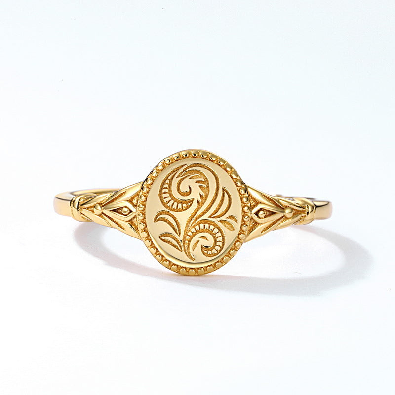 Gold-Plated Classic Leaf Ring – wholesale silver rings