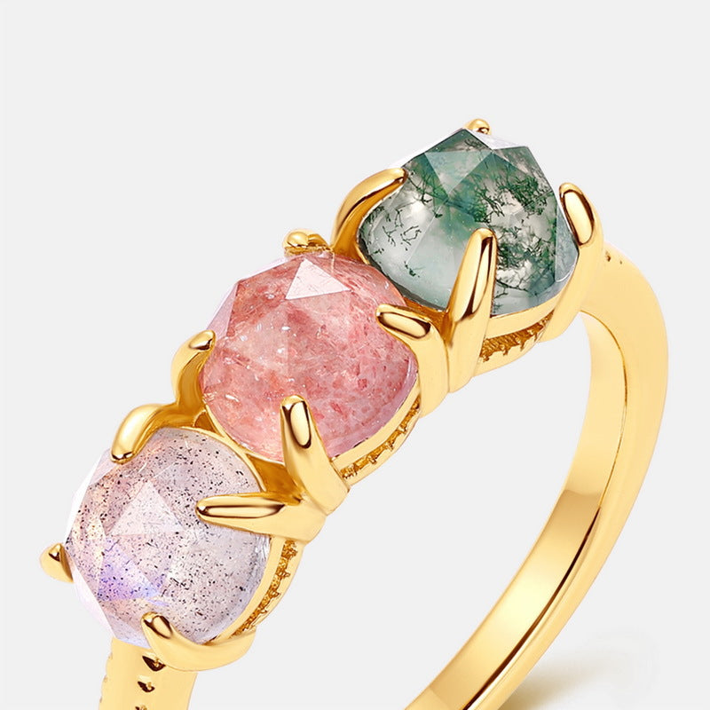 Gold-Plated Colored Stone Ring – image 4