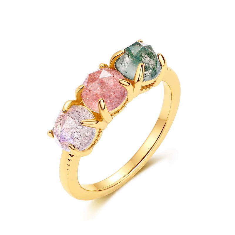 Gold-Plated Colored Stone Ring – image 5