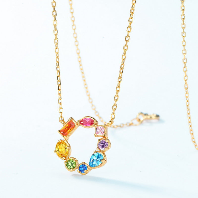 Gold-Plated Colored Zircon Pendant Necklace – wholesale silver necklaces