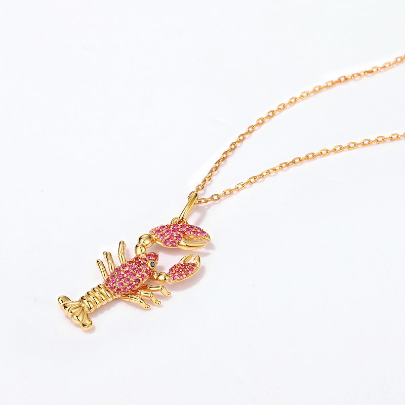 Gold-Plated Crayfish and Rutile Pendant Zircon Necklace – gemstone jewelry supplier