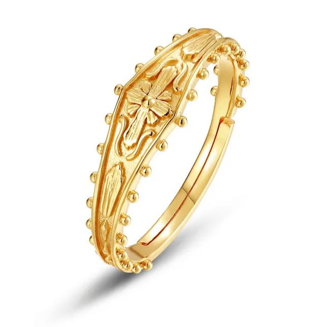 Gold-Plated Cross Pattern Ring – image 4