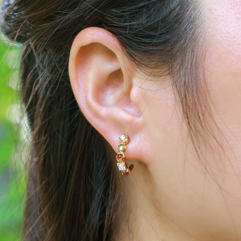 Gold-Plated Earrings Set with Blue Moonstone – detail view 3
