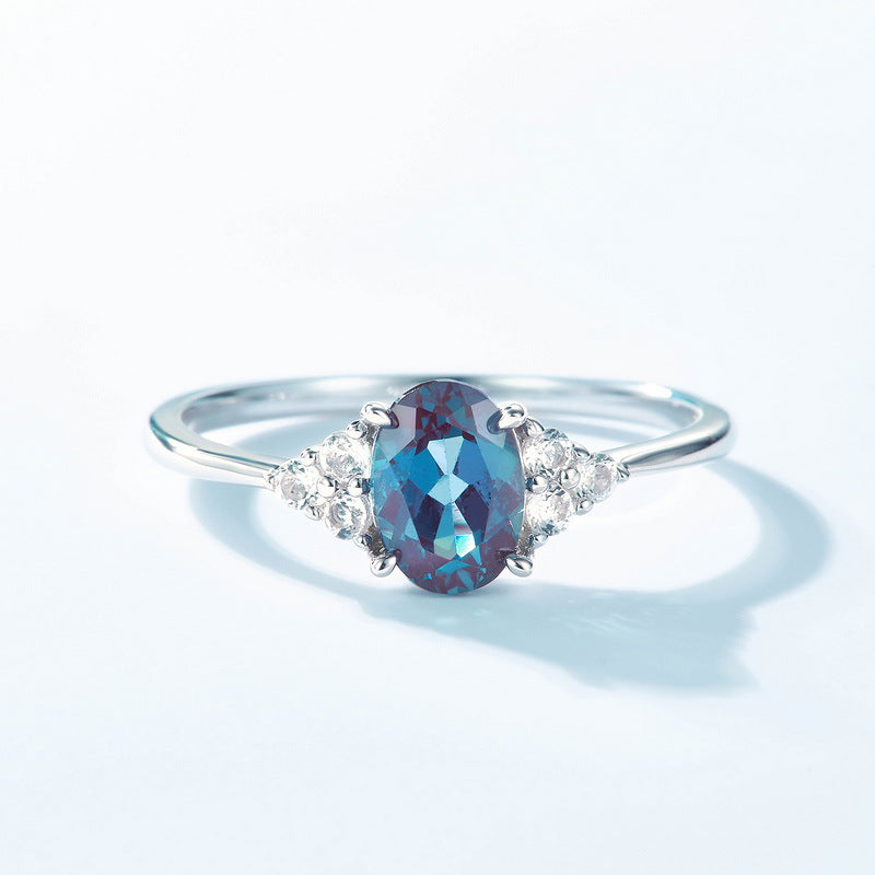 Gold-Plated Egg-Shaped Alexandrite Ring