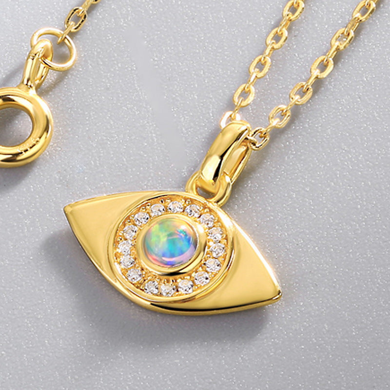 Gold-Plated Evil Eye Zircon-Inlaid Pendant Necklace – wholesale silver necklaces