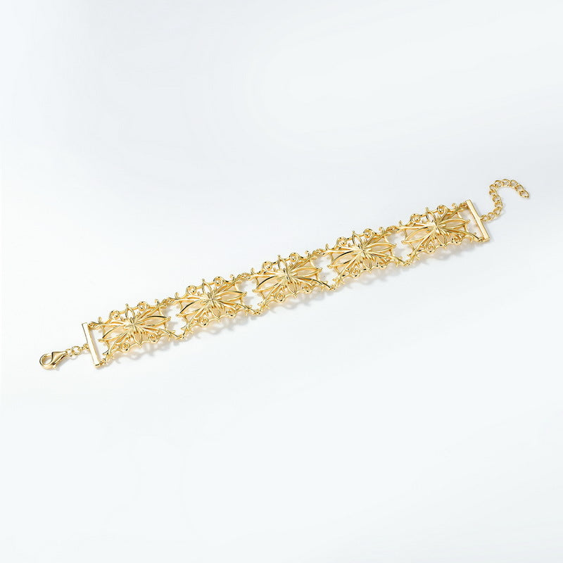 Gold-Plated Exaggerated Openwork Filigree Bangle – wholesale silver bracelets