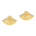 Gold-Plated Fan-Shaped Flower Zircon Earrings
