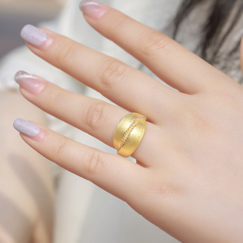 Gold-Plated Full Zircon Inlaid Ring – wholesale silver rings