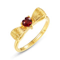 Gold-Plated Garnet Bow Ring