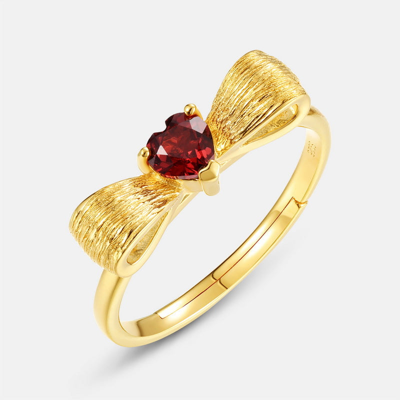 Gold-Plated Garnet Bow Ring – gemstone jewelry supplier