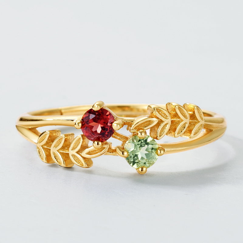 Gold-Plated Garnet Gemstone Ring