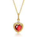 Gold-Plated Garnet Heart Necklace