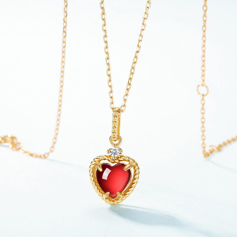 Gold-Plated Garnet Heart Necklace – gemstone jewelry supplier