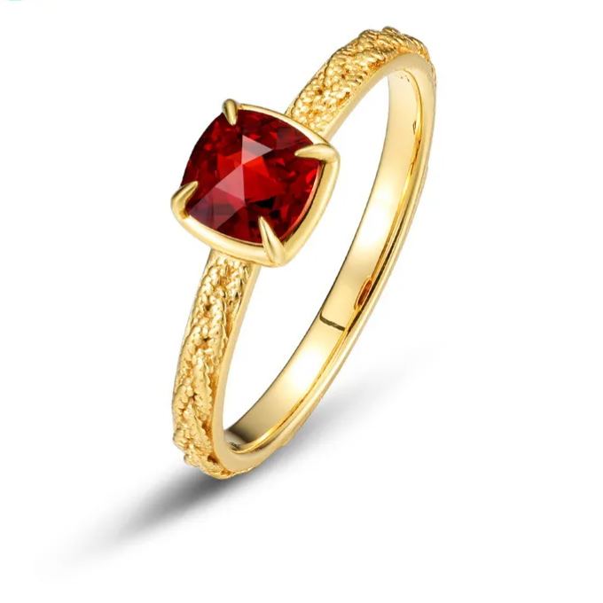 Gold-Plated Garnet Ring