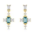 Gold Plated Gemstone Natural London Blue Earrings