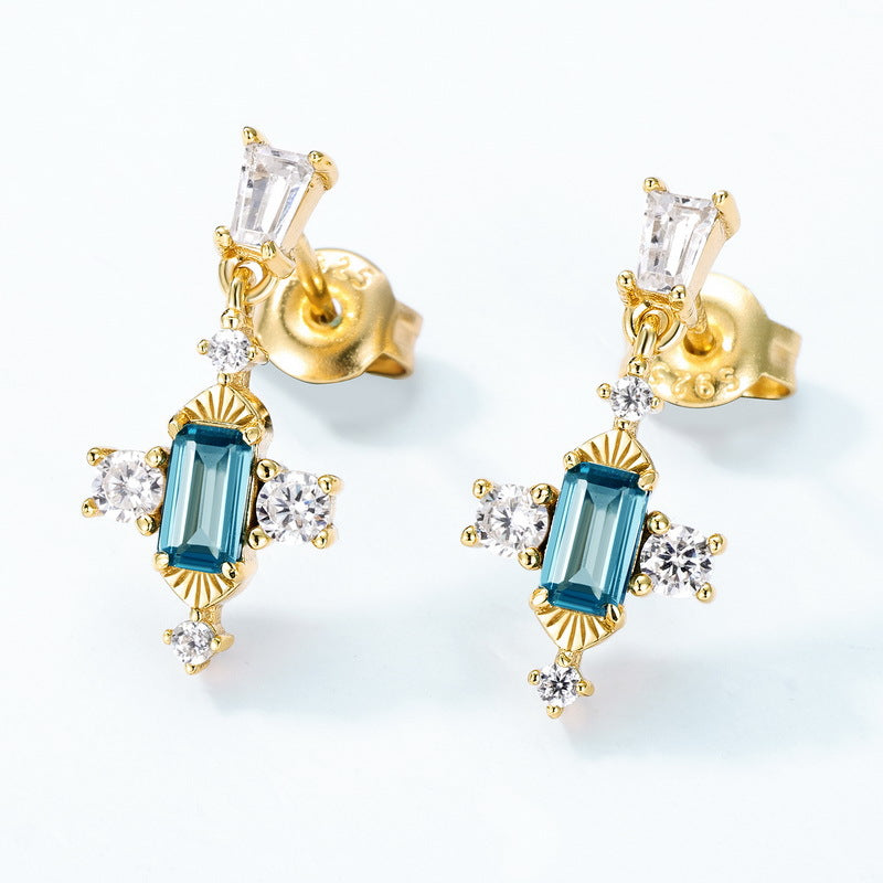 Gold Plated Gemstone Natural London Blue Earrings – gemstone jewelry supplier