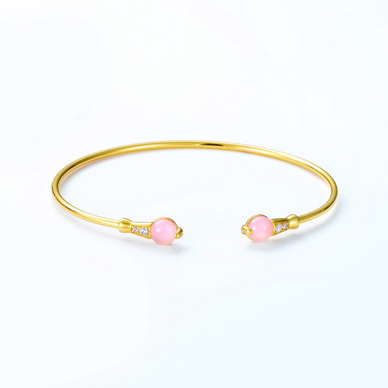 Gold Plated Geometric Gemstone Zircon Inlaid Bangle – image 4