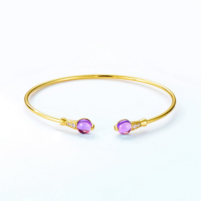 Gold Plated Geometric Gemstone Zircon Inlaid Bangle – image 6