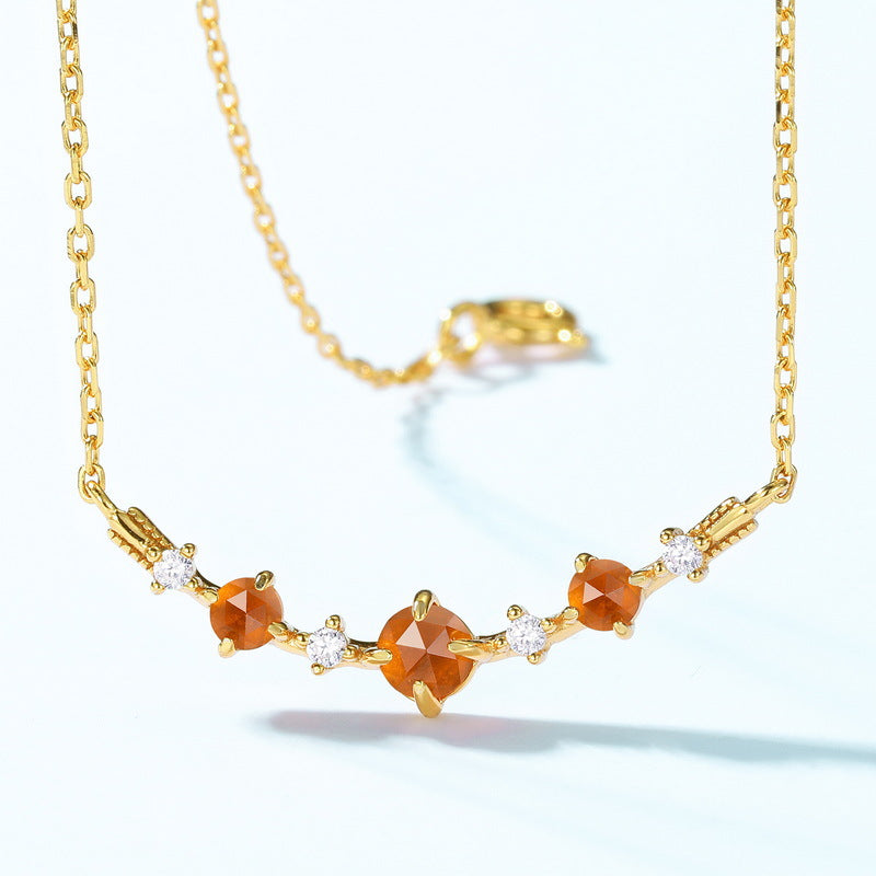 Gold-Plated Geometric Orange Garnet Pendant Necklace – gemstone jewelry supplier
