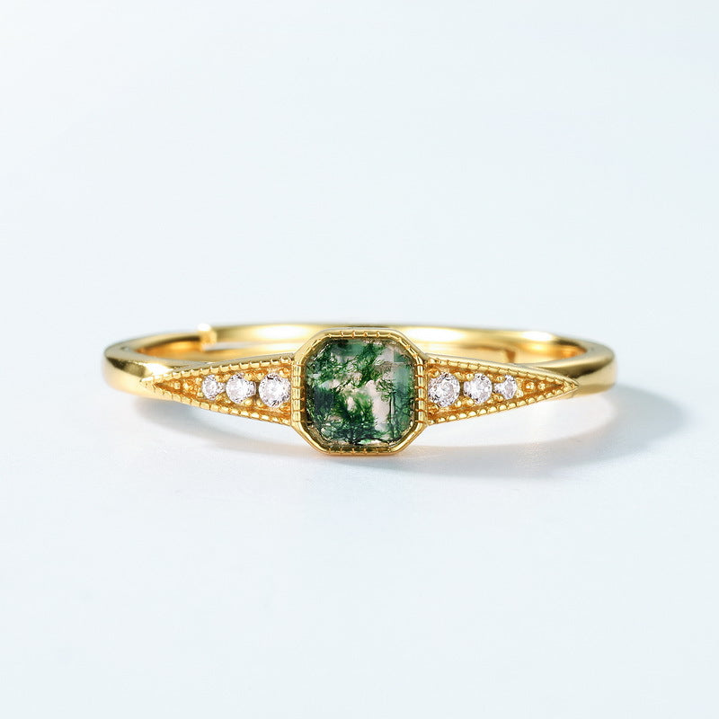 Gold-Plated Green Moss Ring