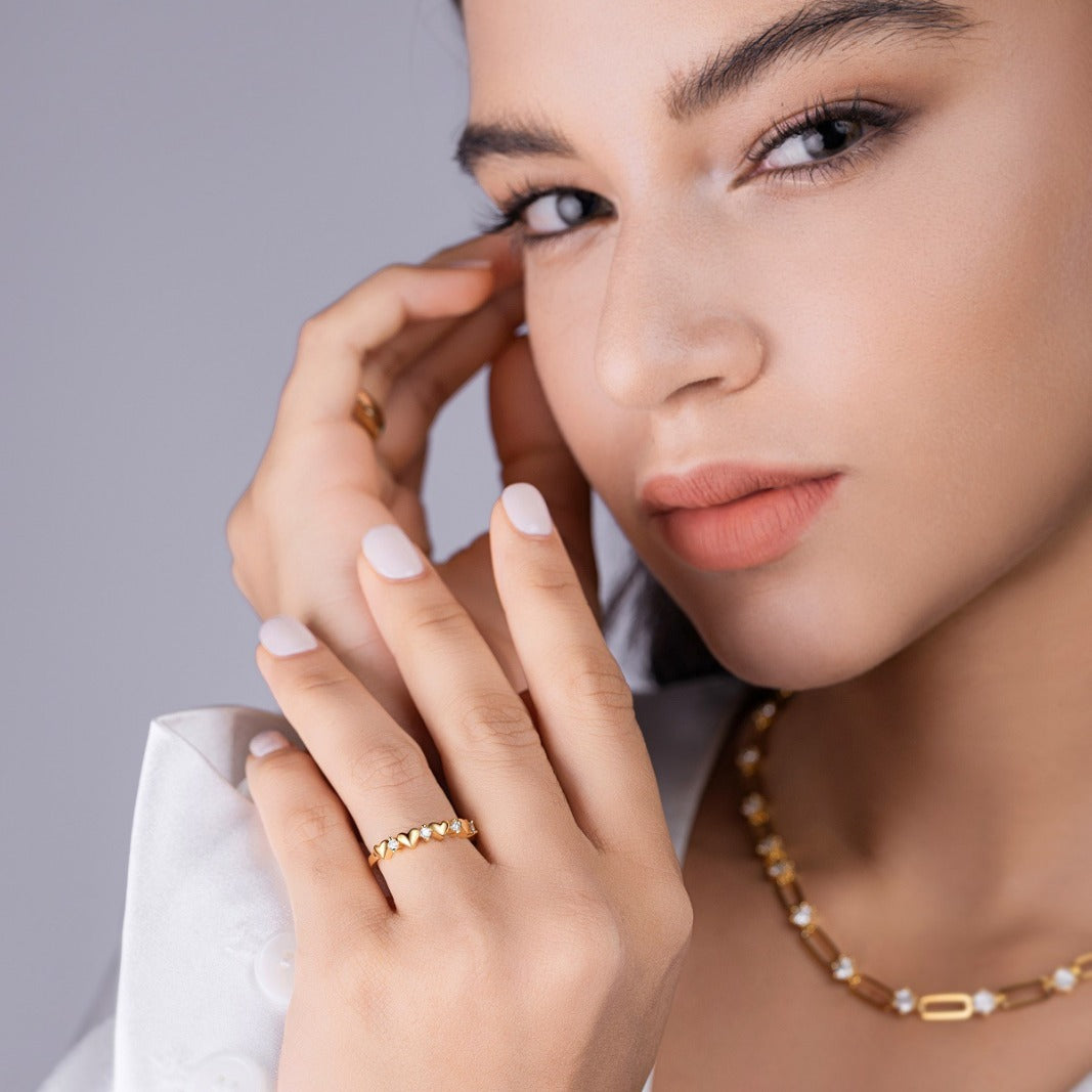 Gold-Plated Heart Moissanite Ring – wholesale moissanite rings