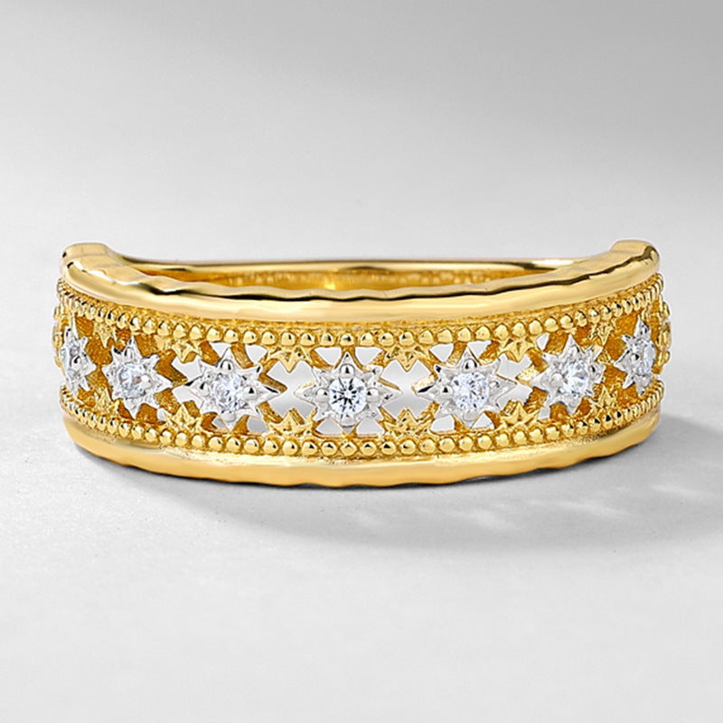 Gold-Plated Hollow Zircon Ring