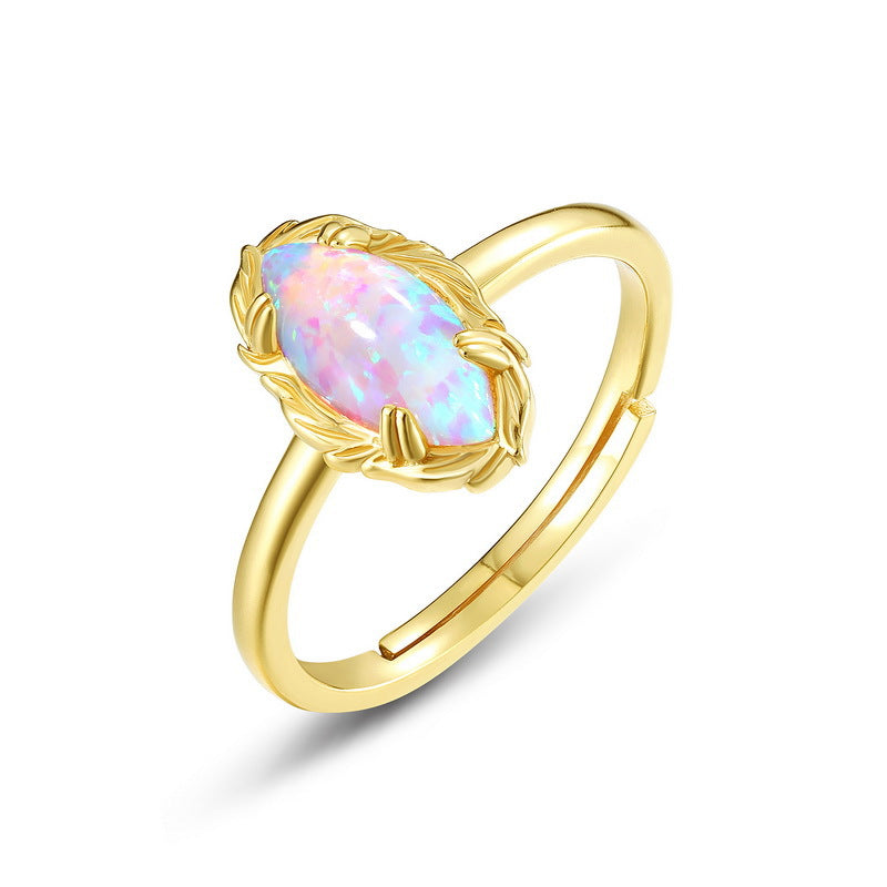 Gold-Plated Iridescent Opal Ring – detail view 3