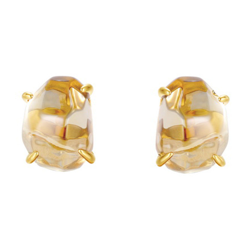 Gold-Plated Irregular Natural Crystal Four-Prong Earrings – image 5