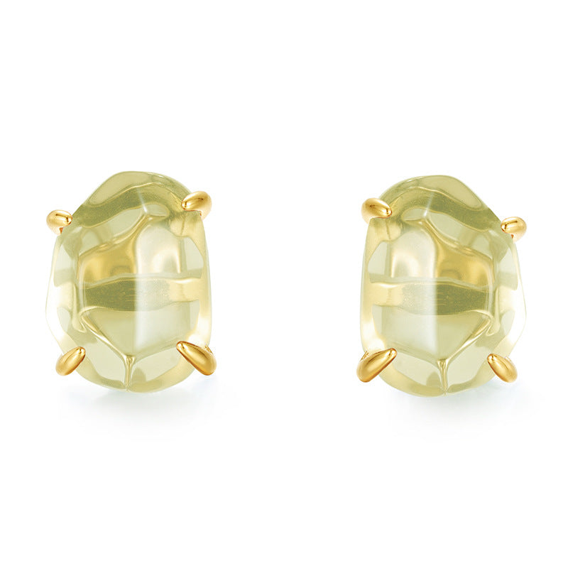 Gold-Plated Irregular Natural Crystal Four-Prong Earrings – image 6