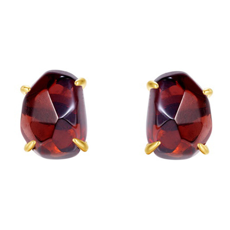 Gold-Plated Irregular Natural Crystal Four-Prong Earrings – image 7