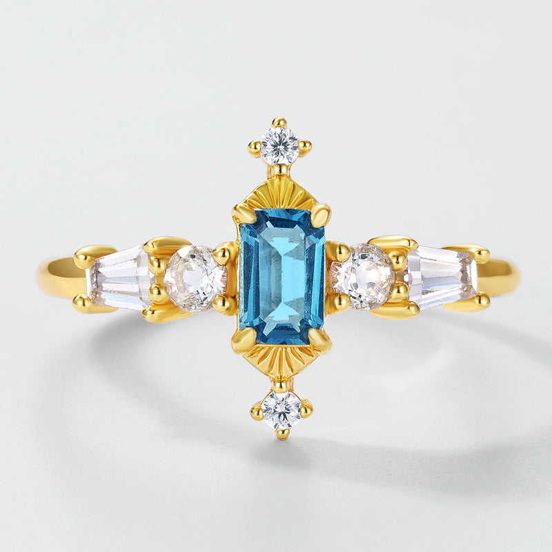 Gold-Plated London Blue Topaz Ring