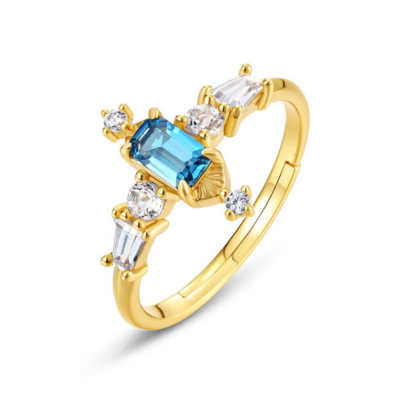 Gold-Plated London Blue Topaz Ring – detail view 3