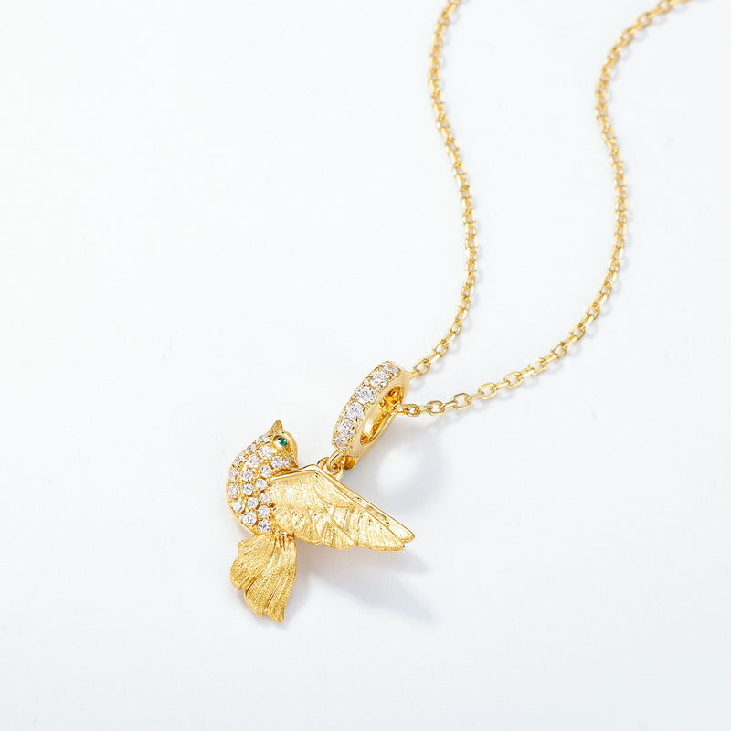 Gold-Plated Magpie Zircon Inlaid Pendant Necklace – wholesale silver necklaces