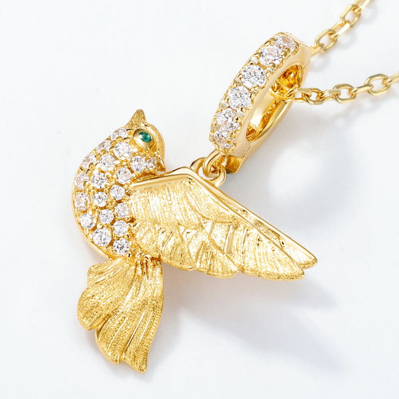 Gold-Plated Magpie Zircon Inlaid Pendant Necklace – image 4